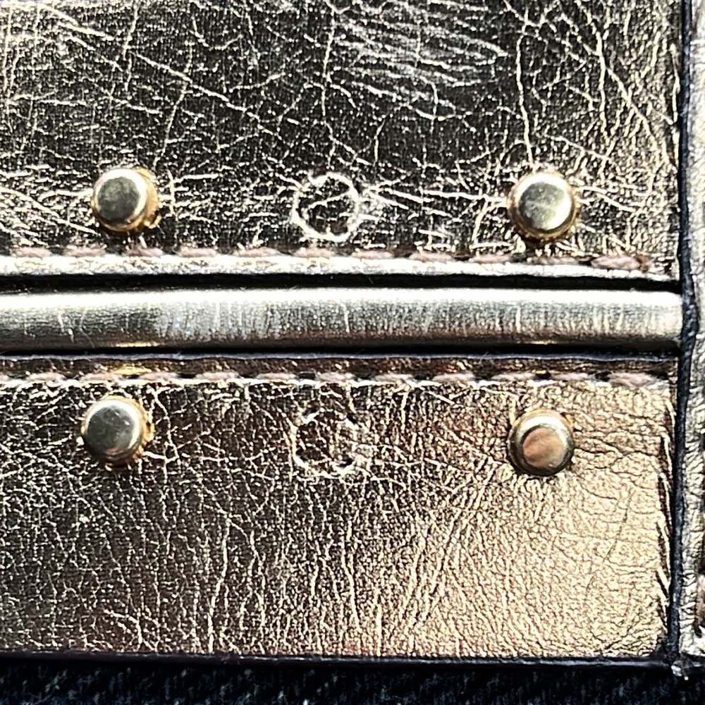 Michael Kors, metallic gold, snake, skin, cheetah, print, gold studs belt, S - Picture 6 of 6